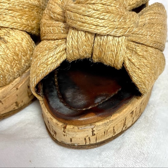 Dolce & Gabbana jute knot peep toe sling back wedges size 8.5 - Picture 3 of 16